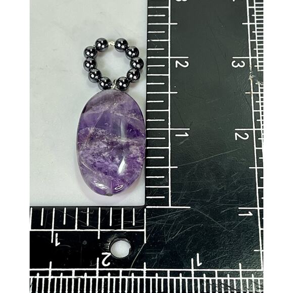 Natural Amethyst Gemstone & Hematite Oval Pendant - 10.8 grams - Picture 7 of 8